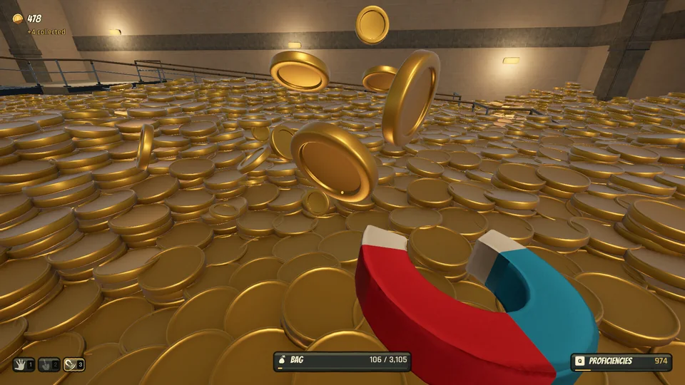 Collecting coins with a magnet